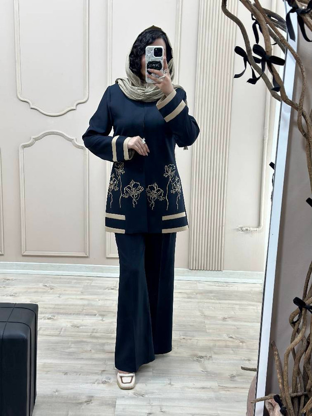کت شلوار گلدوزی رویا زیبا و مجلسی ❤️✅7588آمیگل