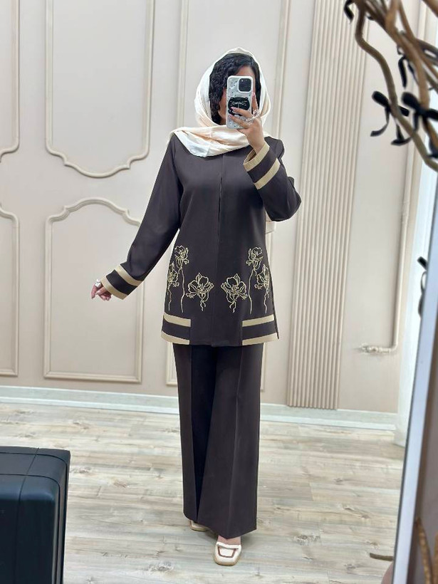 کت شلوار گلدوزی رویا زیبا و مجلسی ❤️✅7588آمیگل