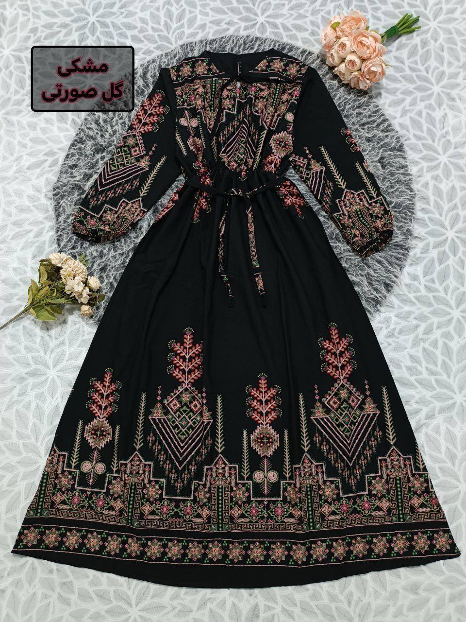 پیراهن ماکسی کتیبه بوگاتی اعلا تنخور عالی وشیک در رنگ بندی زیبا 🌈 😍 کد ۳۱۵۸ دلتا