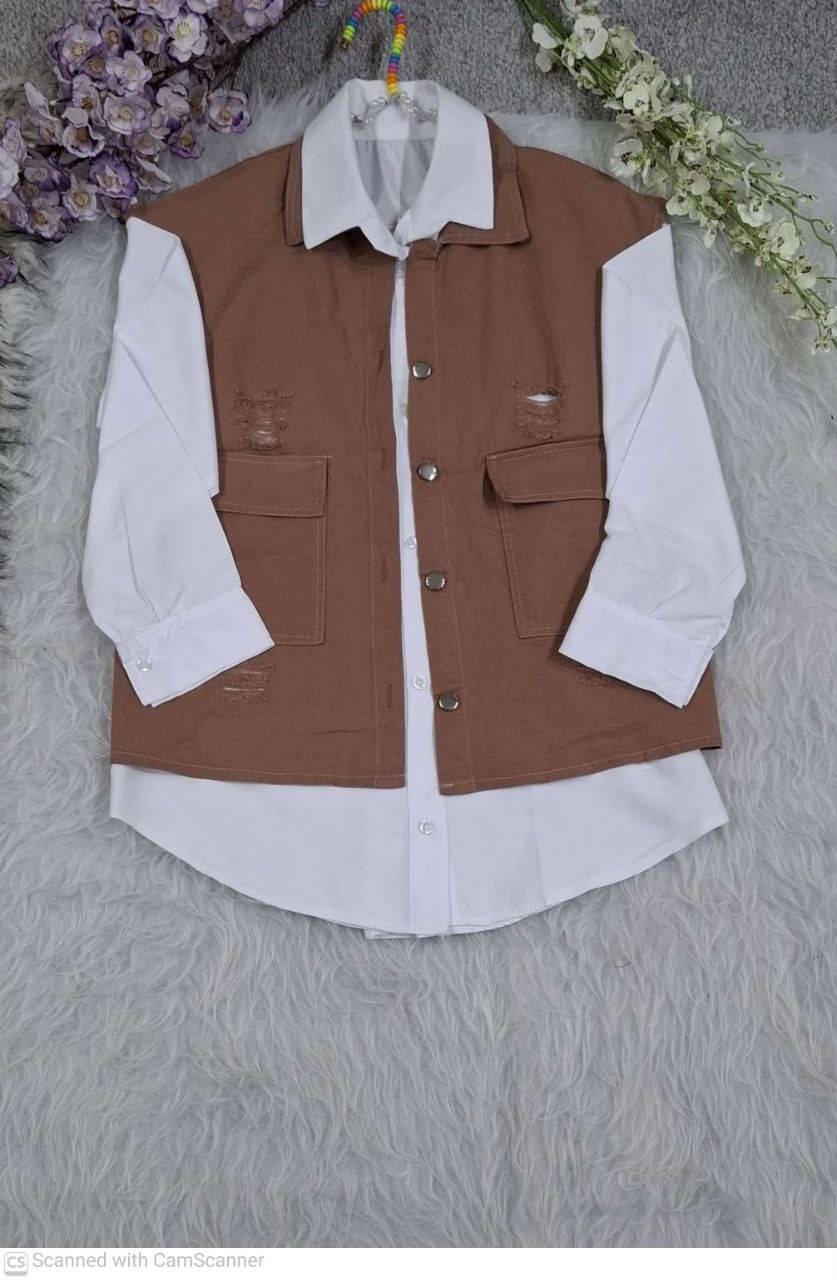 وست و شومیز کتان وداکرون زیبا وجذاب در رنگبندی 🥰 🥰 کد ۷۲۵۵ فاروین