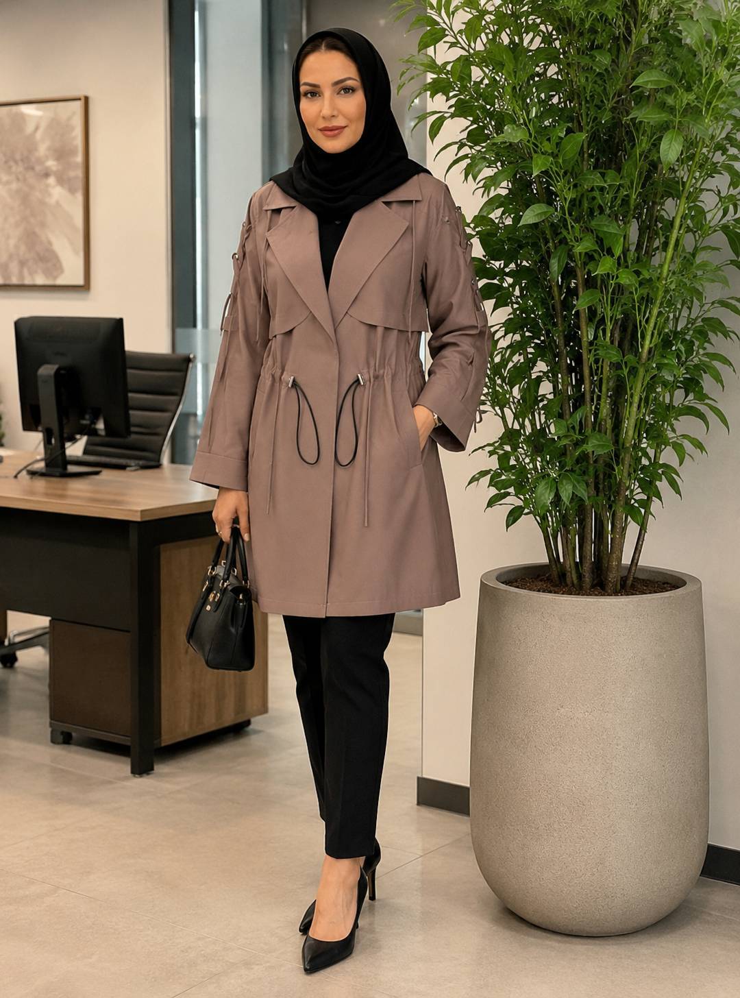 مانتو داکرون اعلا زیبا و شیک  جنس باکیفیت در دو رنگ 🎀 🎀 کد ۱۵۷۲۰ فاروین