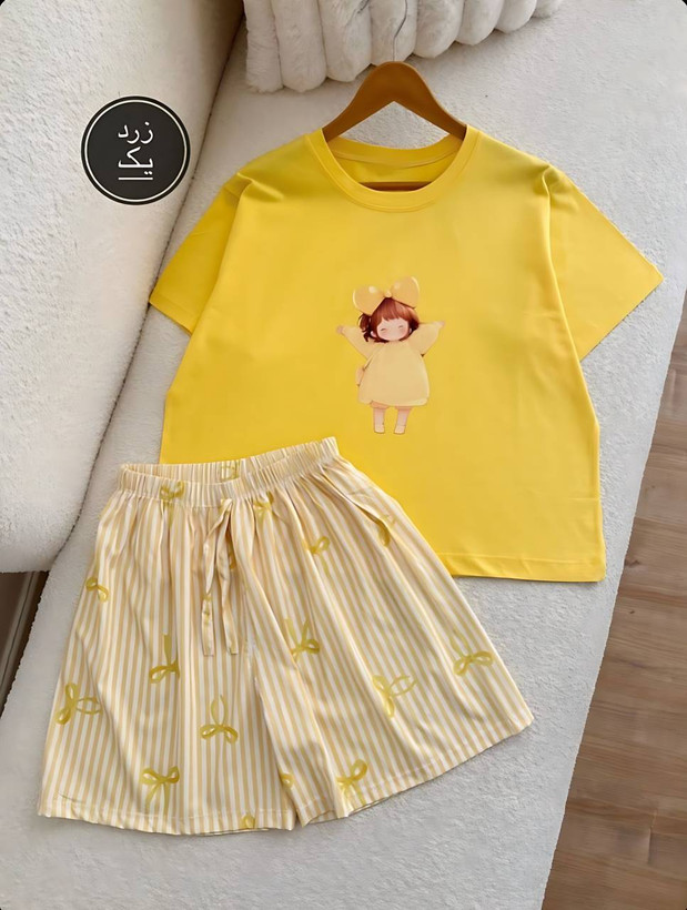 تیشرت شورتک پینترسیتی زیبا وجذاب تنخور عالی در رنگبندی 🎀 🎀 کد ۱۵۷۹۹ دلتا