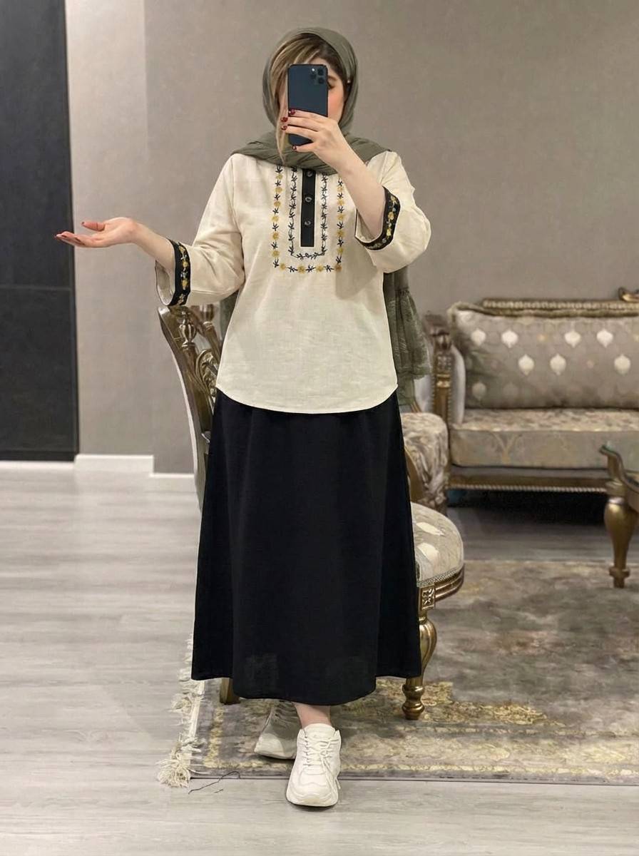 ست شومیز دامن ژیوا زیبا و شیک در رنگ بندی کد 7318الیشکا