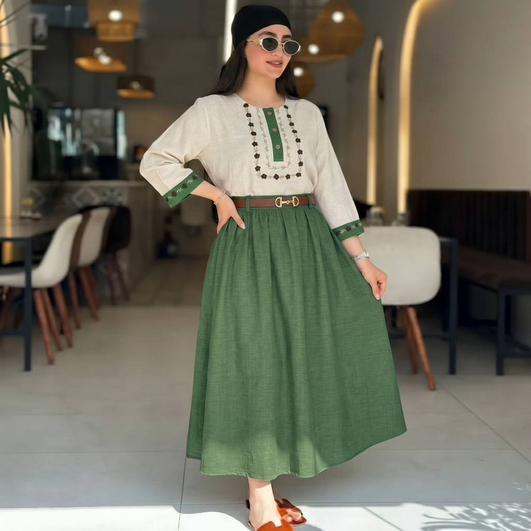 ست شومیز دامن ژیوا زیبا و شیک در رنگ بندی کد 7318الیشکا