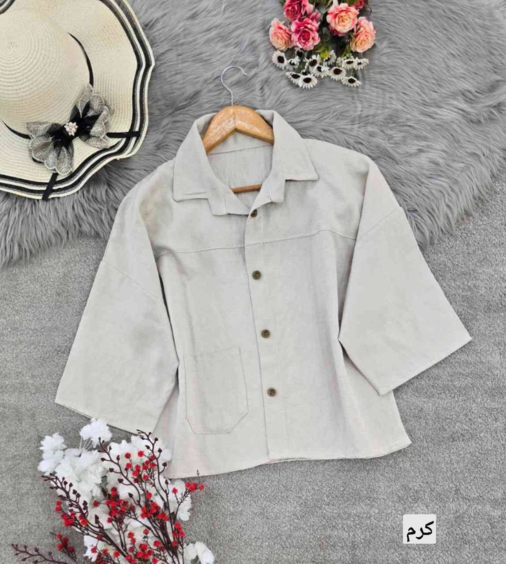 شومیز باکسی کسمه تنخور زیبا و رنگ بندی شیک 🎀🥰کد 15905 کلار