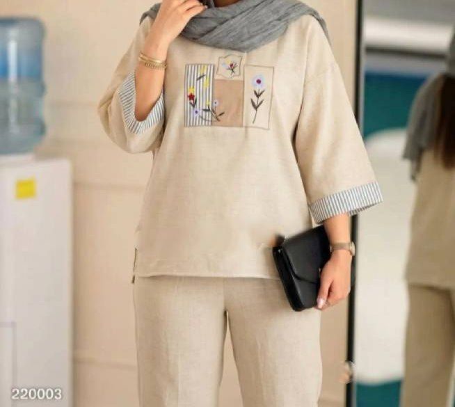 تونیک و شلوار تیکه دوزی 🌈🛍🎀🎀۱۰۱۲۵ نفیس