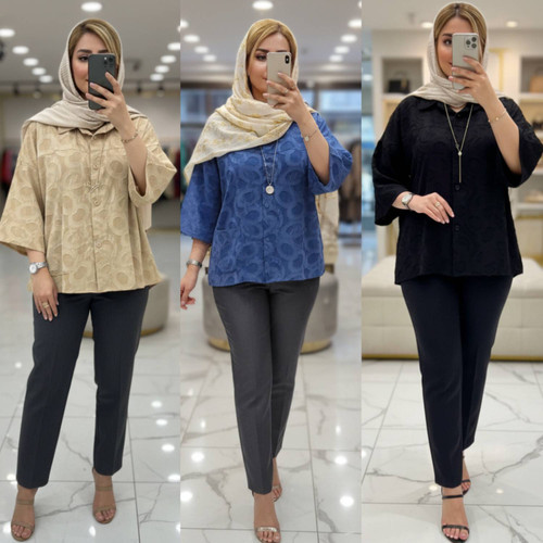 شومیزباکسی لادن رنگ بندی تابستانه زیبا 🥰😍کد 16155 کلار