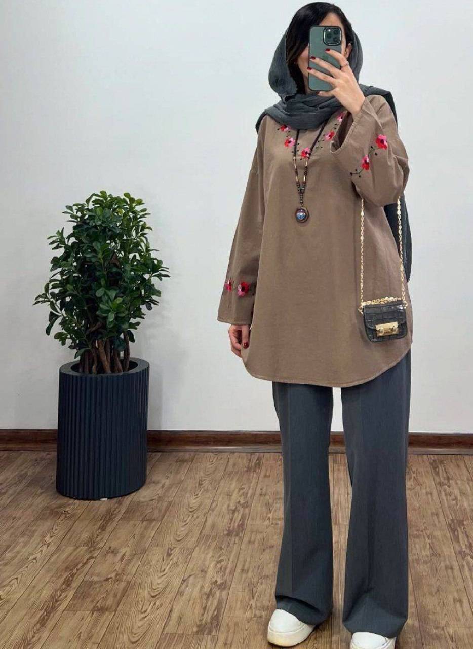 شومیز الیاف لاله رنگ بندی زیبا و تابستانه ❤️🎀کد 578 آدراپانا