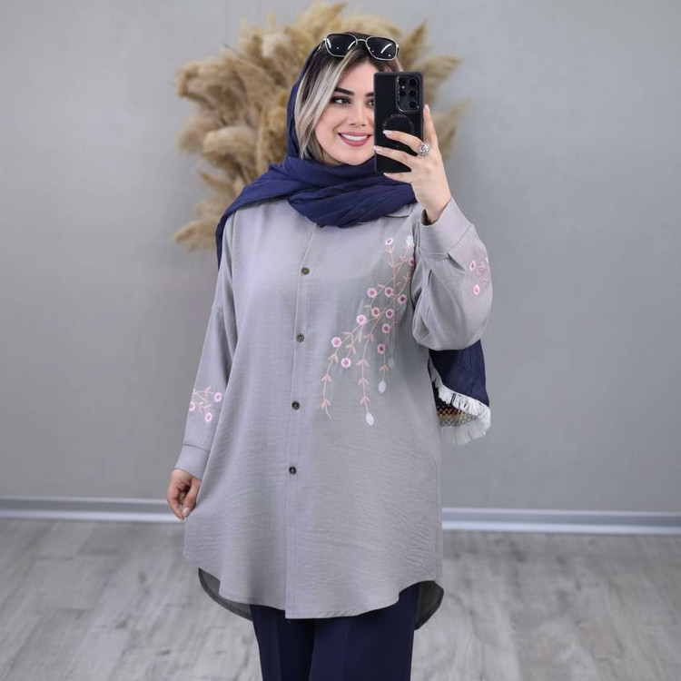 شومیز مانتویی آرتینا در رنگ بندی جذاب و شیک 🎀🥰کد 13551 کلار
