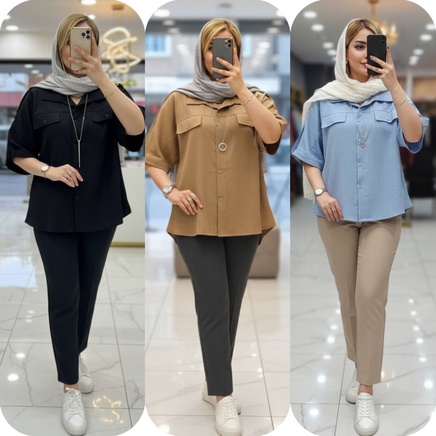 شومیز نادیا در رنگ بندی زیبا تابستانه 😍💙کد 10568 کلار
