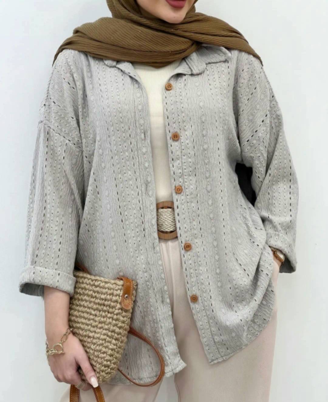 شومیز مراکشی زیباکیفیت عالی و تک رنگ طوسی😍✅11779الیشکا