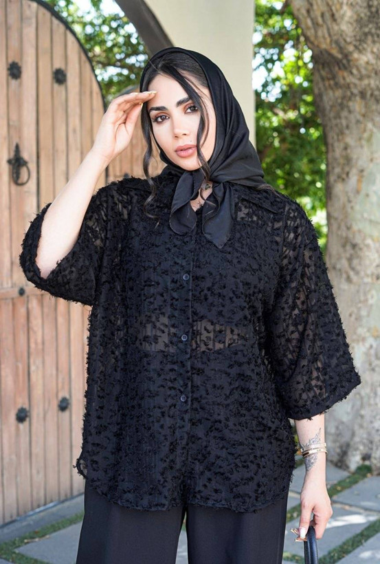 شومیز محرمی روژا تنخور زیبا و شیک 🖤😍کد 16373 ترمه