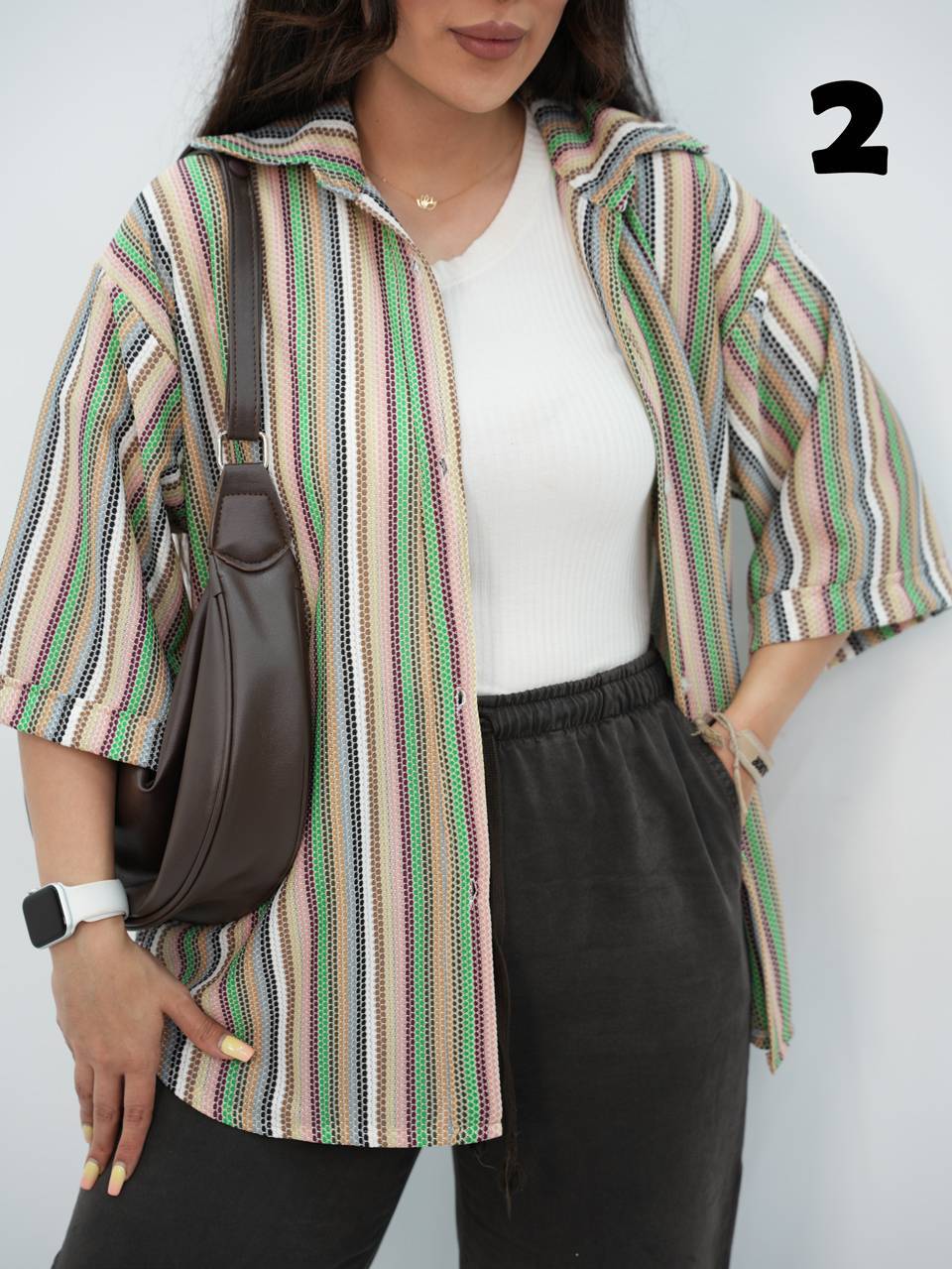 شومیز رنگی کمان رنگ بندی تابستانه زیبا 😍🥰کد 16365 ترمه