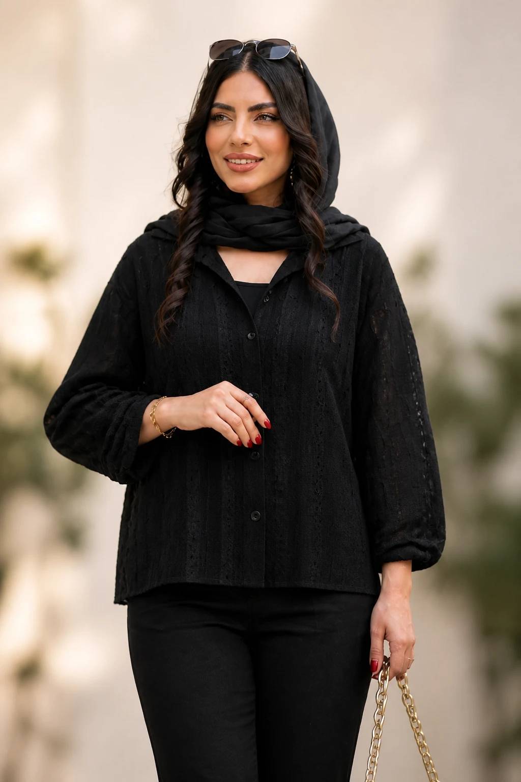 شومیز مراکشی آرزو مراکشی ابريشم زیبا وجذاب تنخور عالی تکرنگ مشکی 😍 😍 کد ۱۶۴۴۵ ستشو
