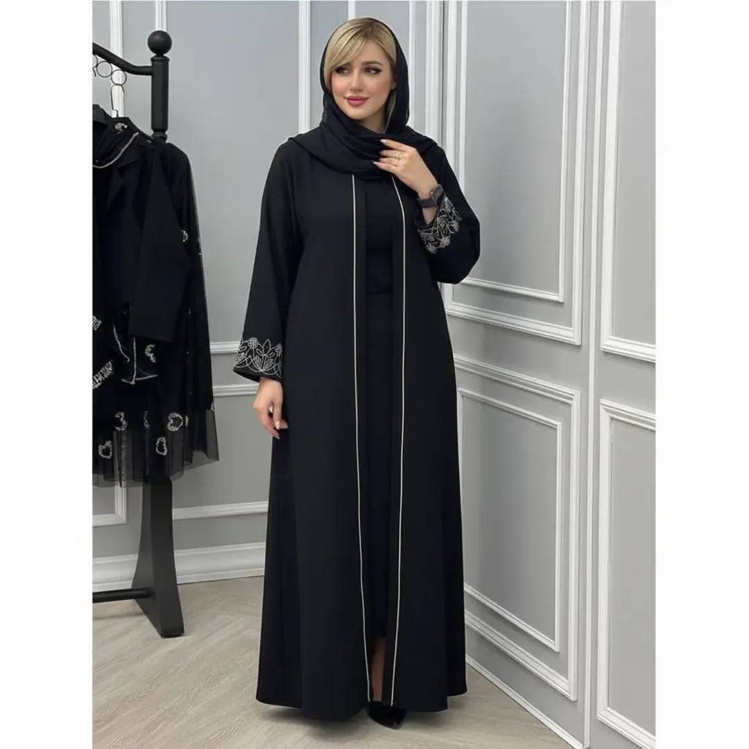 مانتو بلند مجلسی با کیفیت عالی تک رنگ مشکی کد 100593 ارغوان