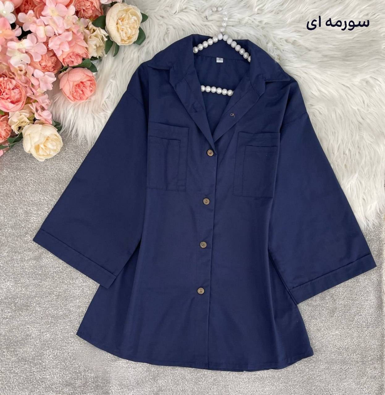 شومیز باکسی جیب دوبل با کیفیت عالی در رنگ بندی کد 16421 تتیس