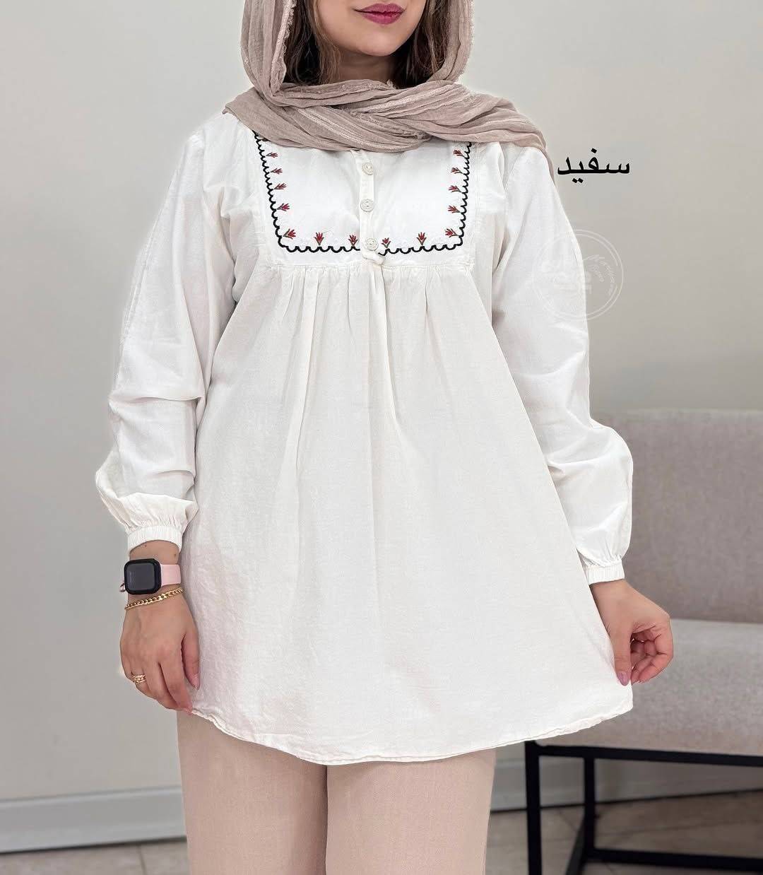 مانتو عروسکی الیاف موژان با کیفیت عالی در رنگ بندی کد 6840 شایسته