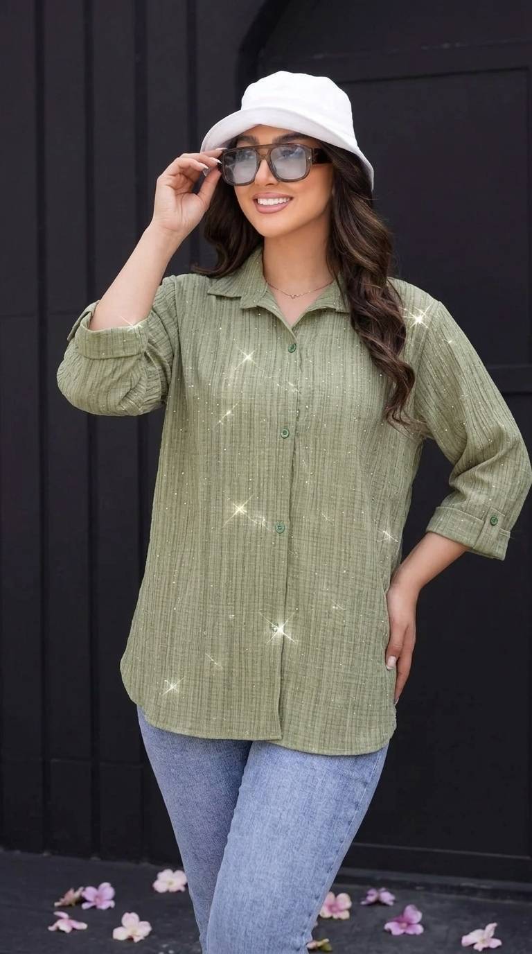 شومیز مانتویی نگینی رها ۲۵۲ زیبا وشیک تنخور عالی 🎀🎀کد۱۵۷۰۷ لیدی