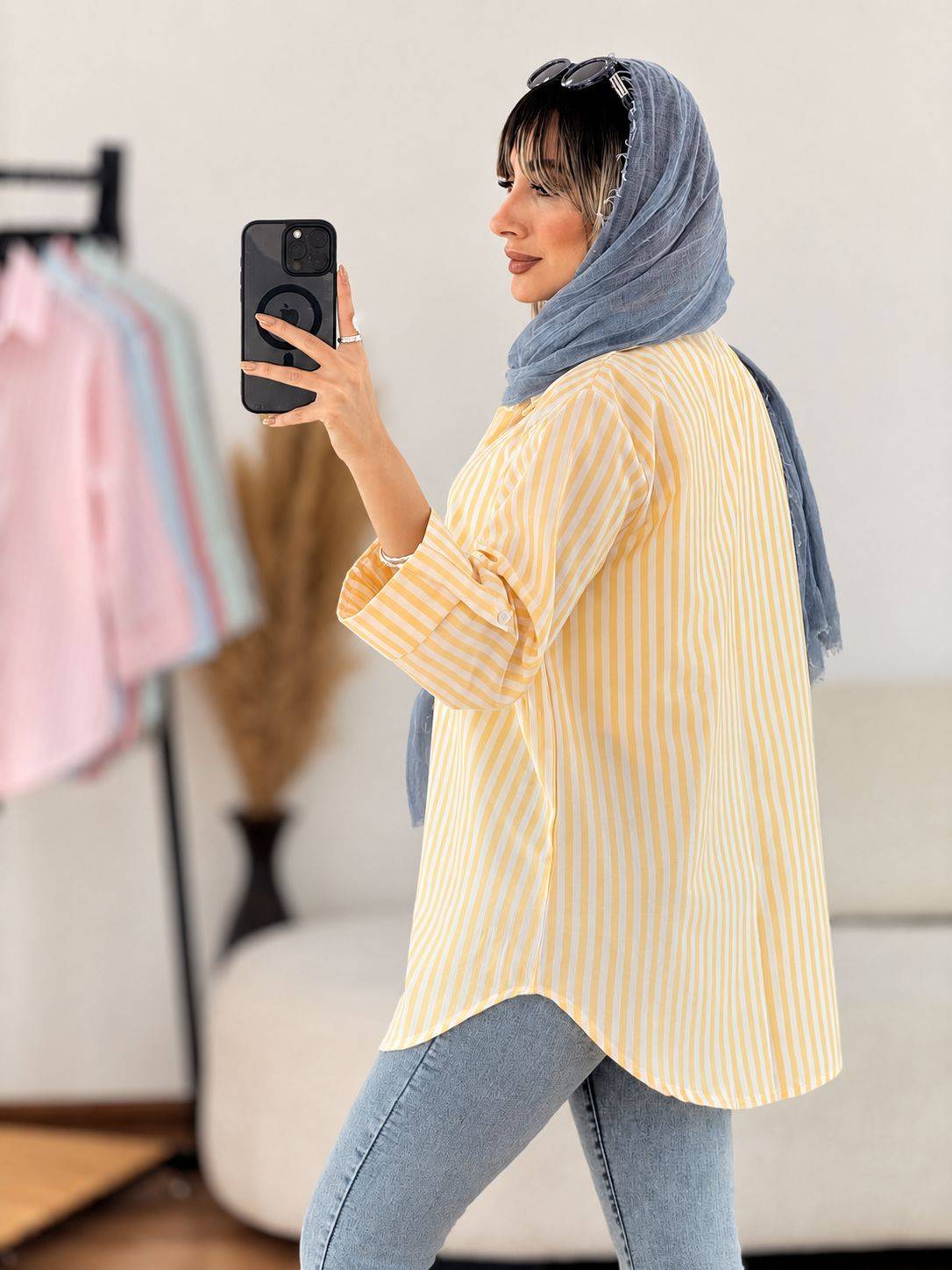 مانتو سونیا لینن نخ شسته شده در رنگ بندی کد 15876 شایسته