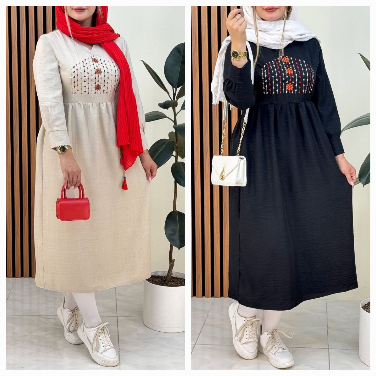 پیراهن یقه گلدوزی نسیم با کیفیت در رنگ بندی کد10132 شایسته