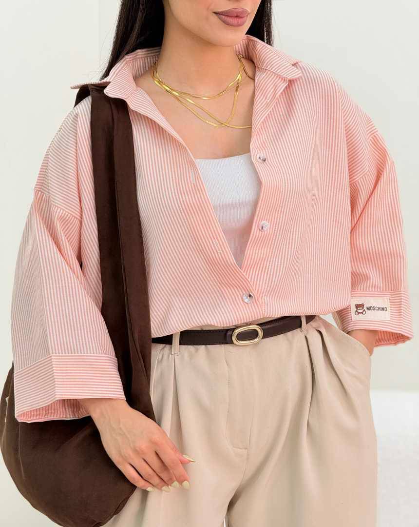 شومیز راه راه استیکری شیک و رنگ بندی زیبا ❤️🫀کد 12439 ترمه