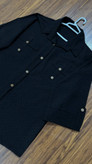 شومیز جیب فیتیله ای شانتون درجه یک تک رنگ مشکی کد 15794 چیچک