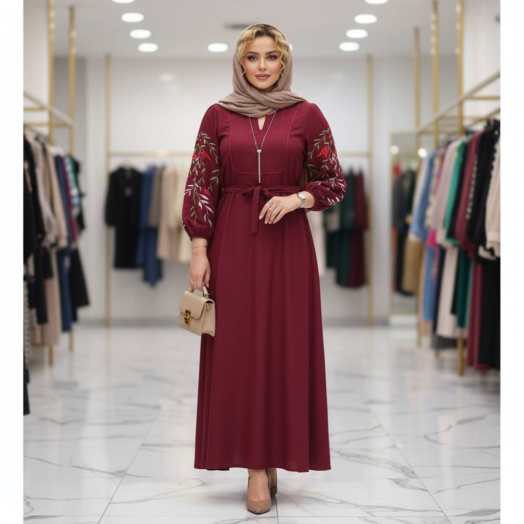 کفتان بلند گلدوزی نازگل با کیفیت عالی در رنگ بندی کد 7059 والیا