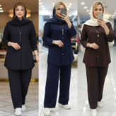 ست مانتو و شلوار بیسکوییت مراکشی اعلا در رنگ بندی کد 6927 والیا