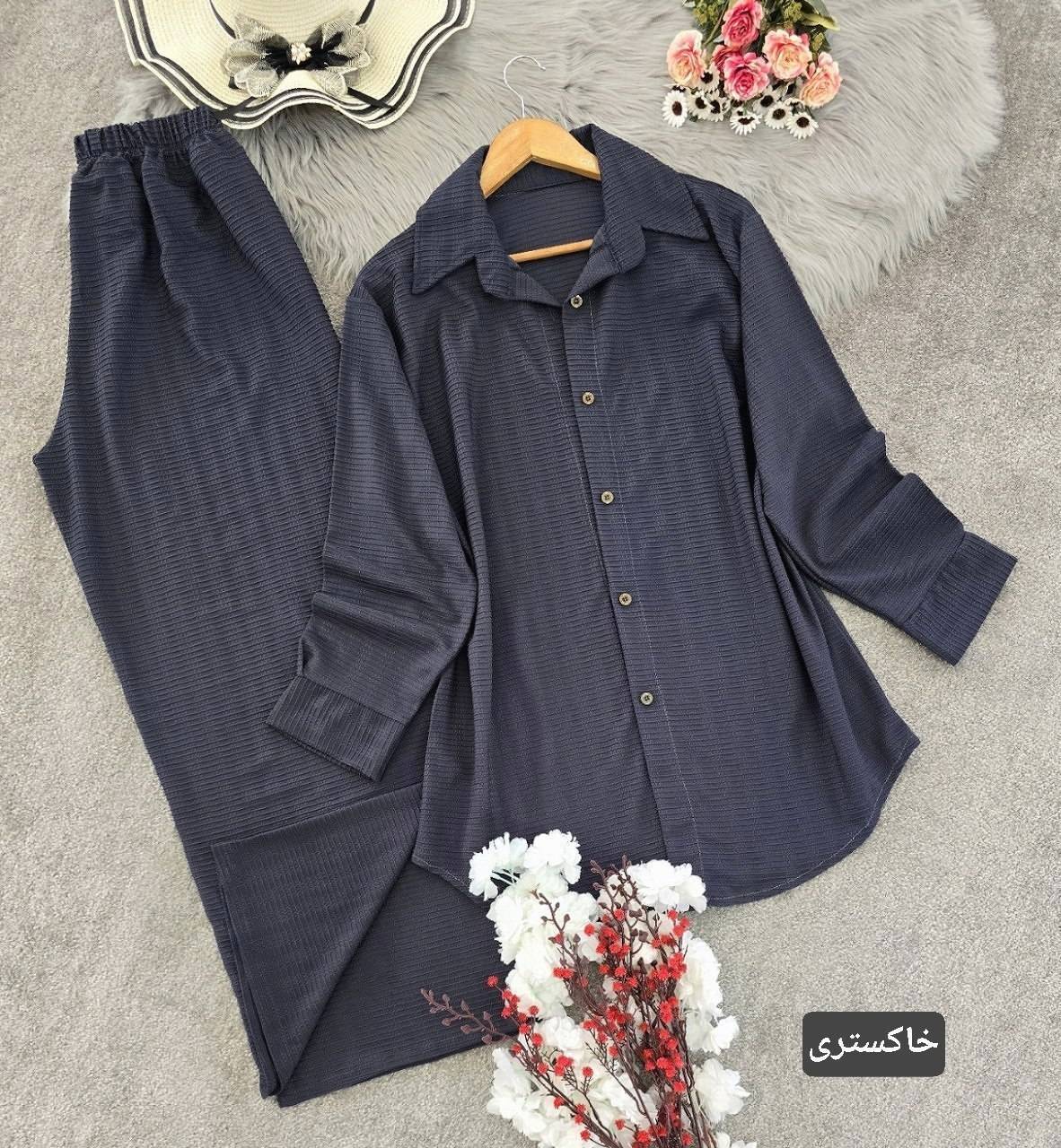 ست مانتو و شلوار بیسکوییت مراکشی اعلا در رنگ بندی کد 6927 والیا