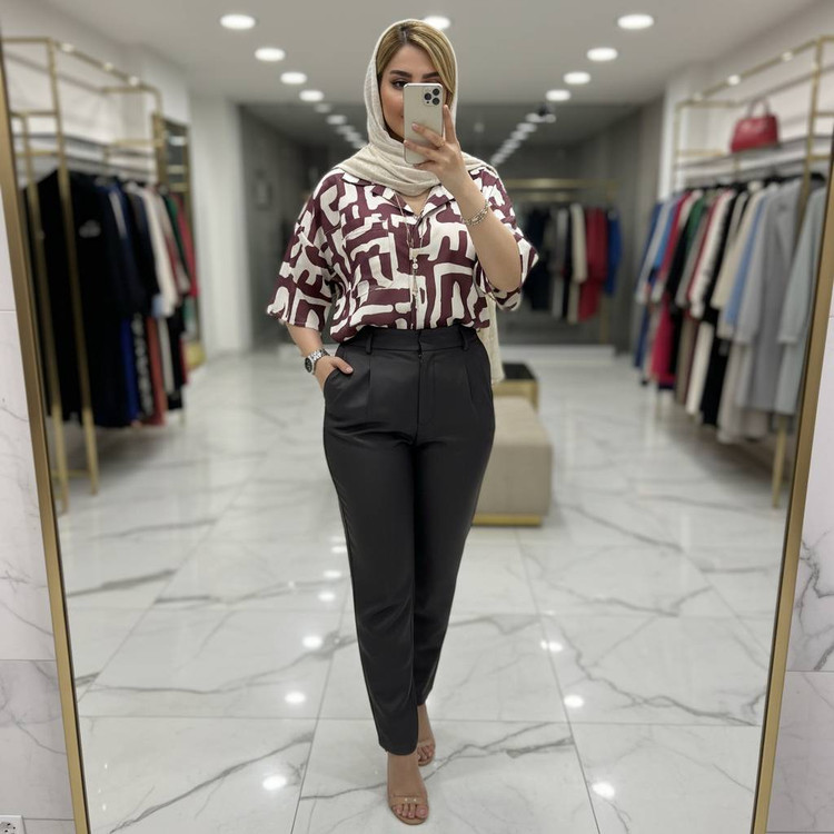 شومیز باکسی طرح دار در رنگ بندی شیک 🥰🫀کد 18019 کلار