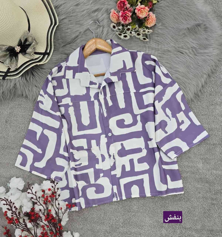 شومیز باکسی طرح دار در رنگ بندی شیک 🥰🫀کد 18019 کلار
