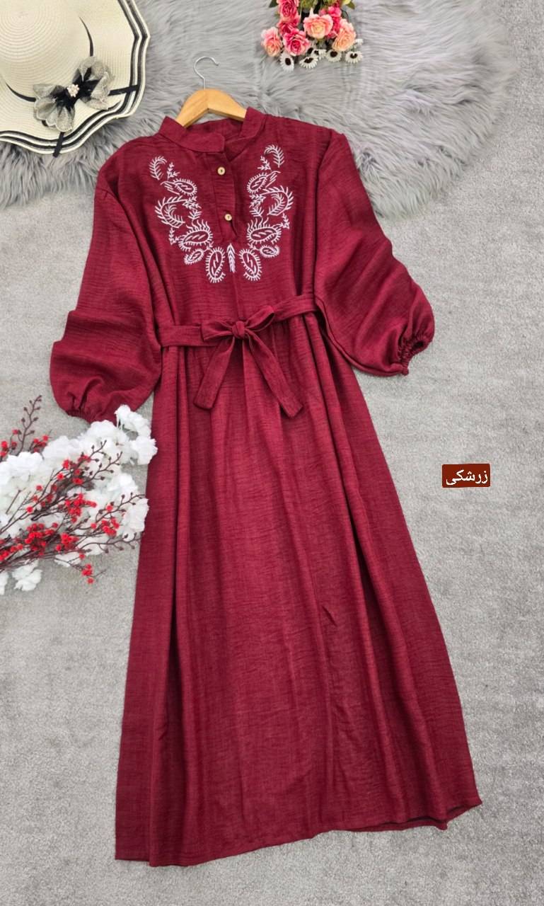 کفتان بلند گلدوزی ترمه شانتون اعلا در رنگ بندی کد 7607 والیا