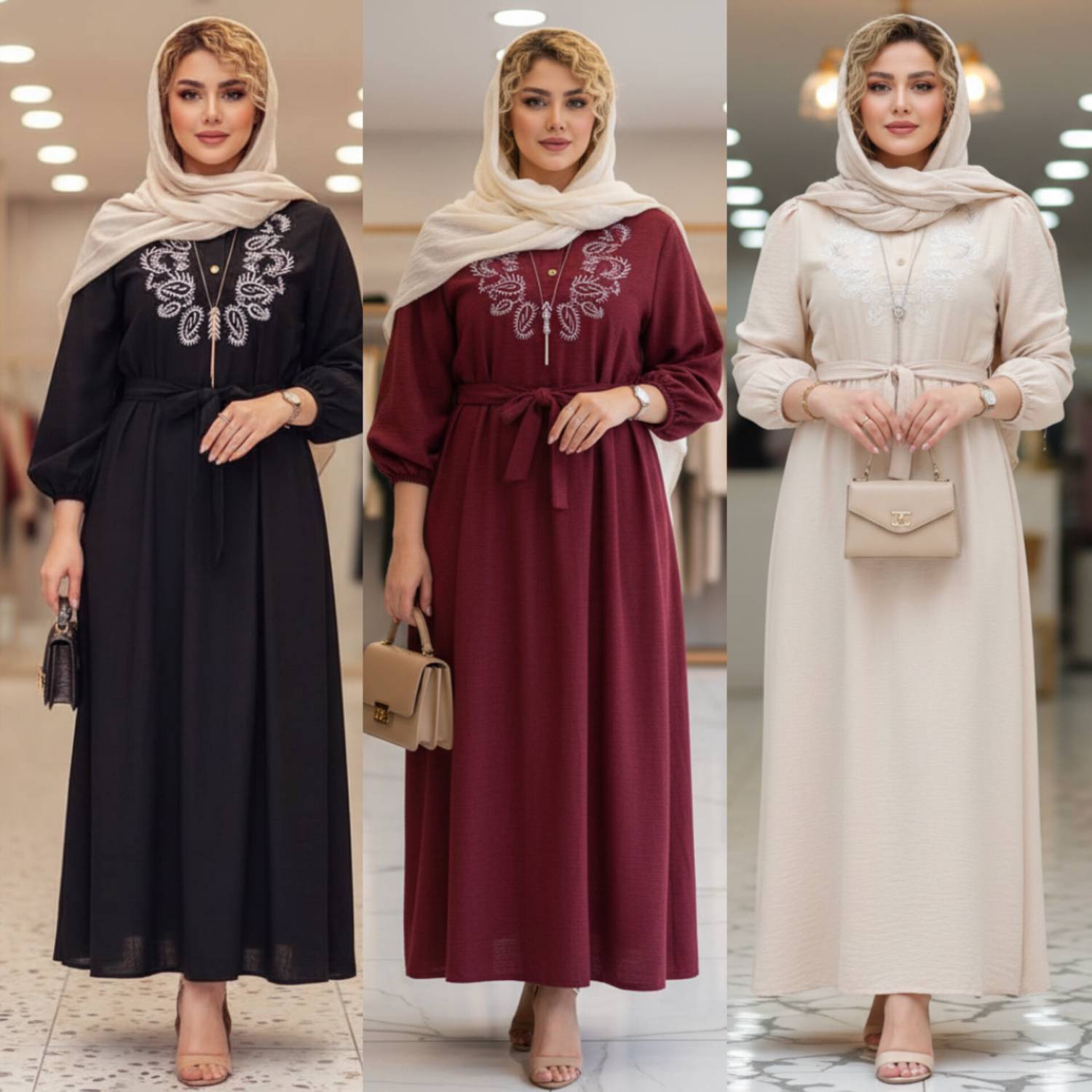 کفتان بلند گلدوزی ترمه شانتون اعلا در رنگ بندی کد 7607 والیا