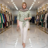 شومیز گره ای برگی شانتون اعلا در رنگ بندی کد 15841 والیا