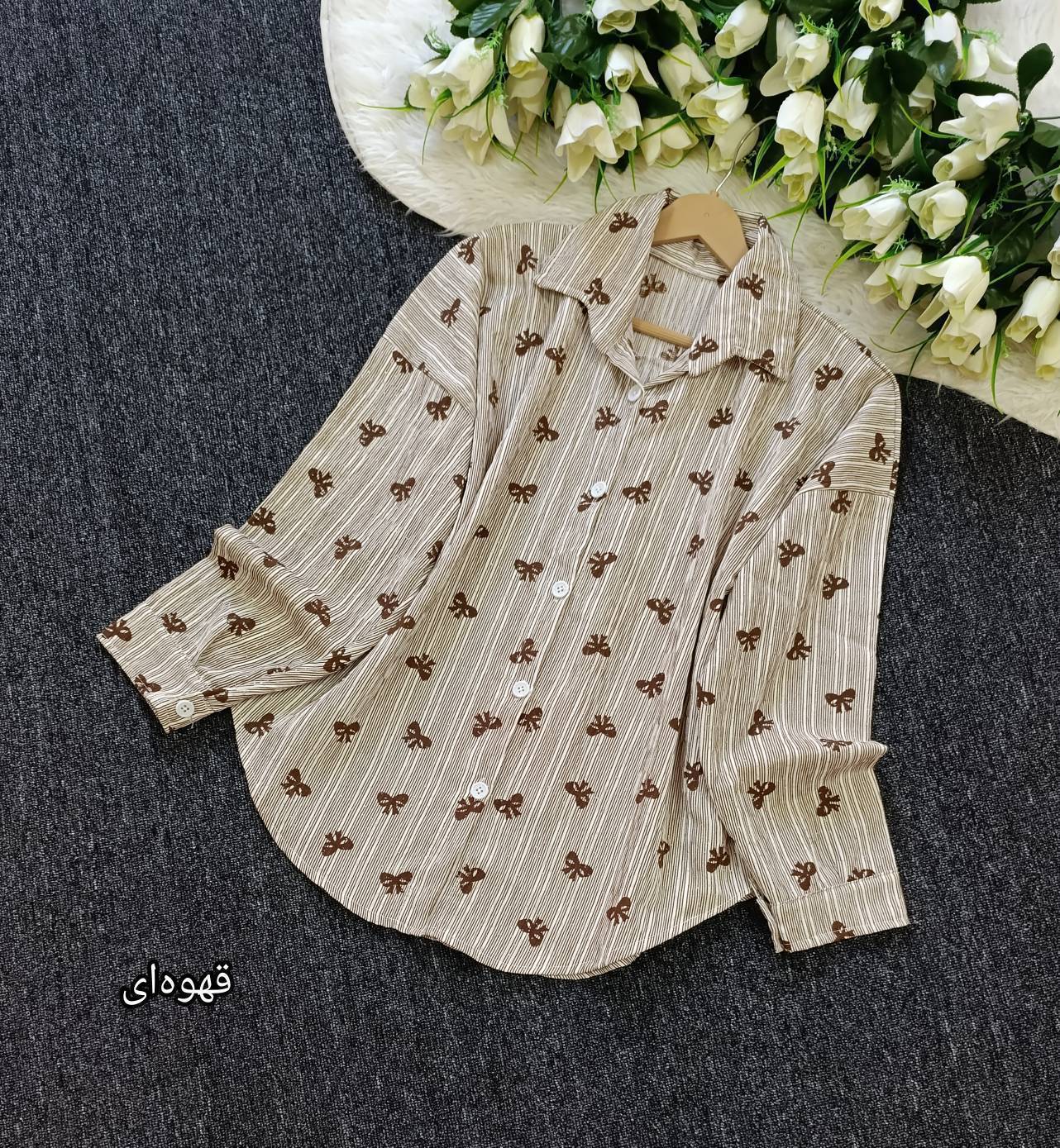 شومیز پاپیون کراش نخی درجه یک زیبا وشیک تنخور عالی 🥰🥰کد۱۸۰۰۷ مدلند