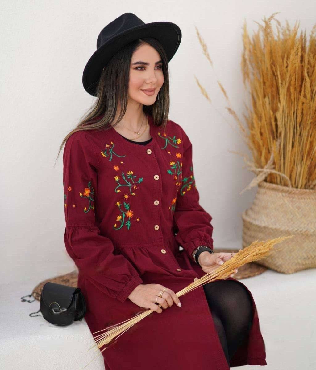 مانتو بلند گلدوزی بارون شانتون اعلا در دو رنگ کد 7331 والیا