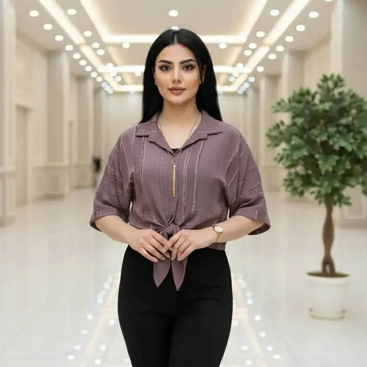 شومیز گره ای جذاب و با کیفیت و قیمت باورنکردنی به دلیل تک رنگ شدن کد903بیبی