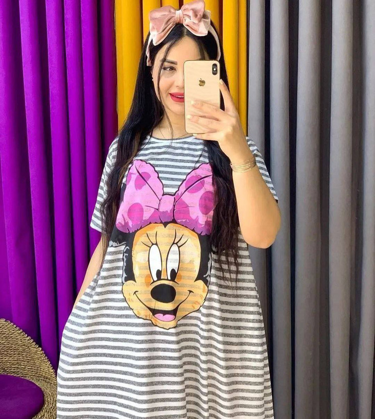 پیراهن ساحلی میکی زیبا وشیک تنخور عالی تکرنگ 🥰 🥰 کد ۹۸۲۰ ستشو