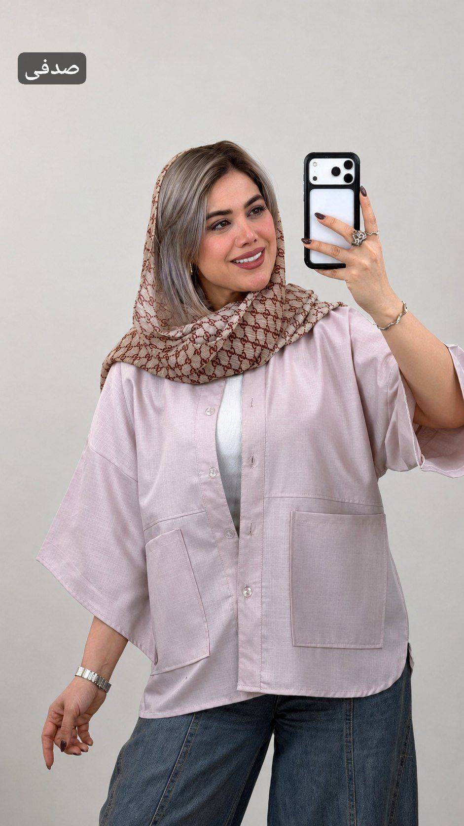 مانتو آستین حلزونی سایه با کیفیت عالی در رنگ بندی زیبا کد 18060 شایسته