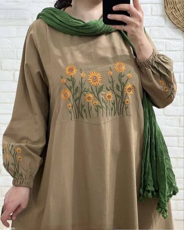 کفتان بلند گلدوزی آروشا بابوس اعلا در رنگ بندی کد 5839 والیا