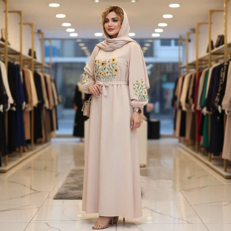 کفتان بلند گلدوزی آروشا بابوس اعلا در رنگ بندی کد 5839 والیا