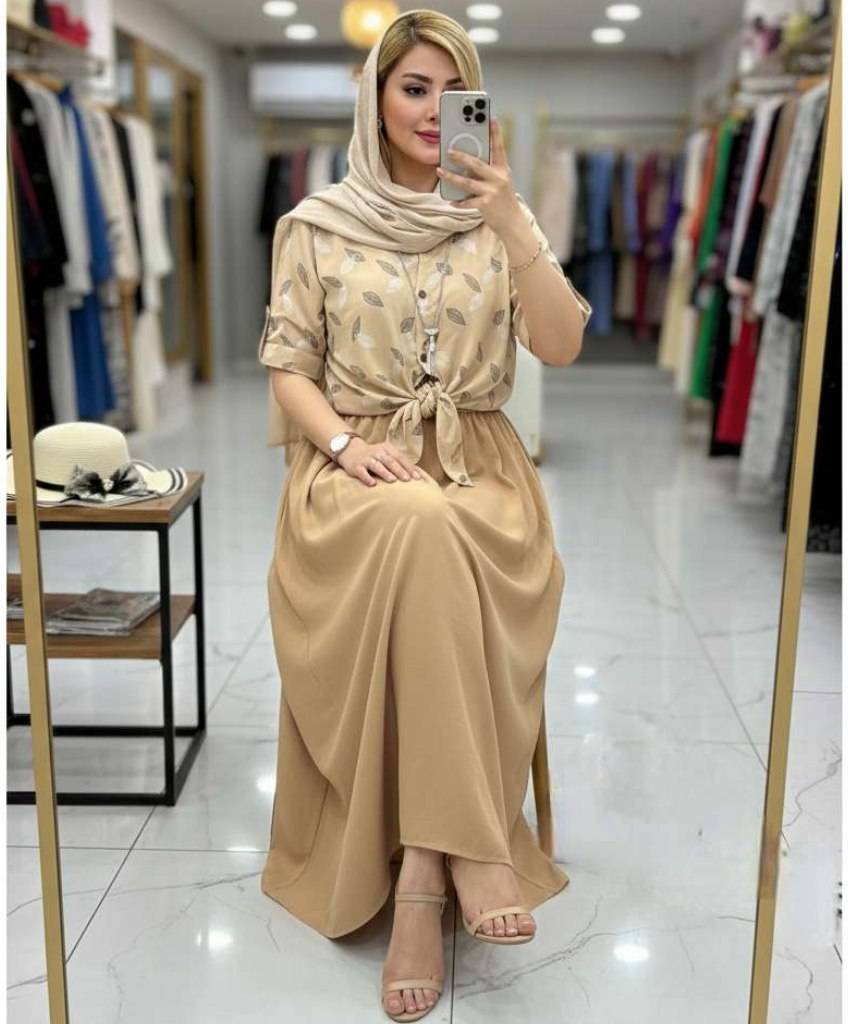ست شومیز گره ای و دامن بهناز با کیفیت عالی در رنگ بندی کد 18185 والیا