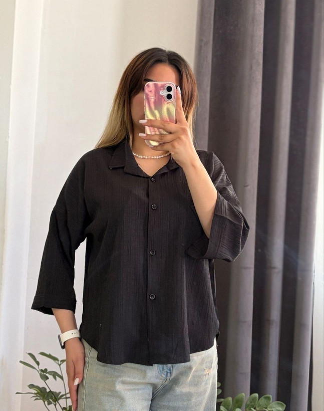 شومیز مانتویی باکسی شنل 🎀🛍💯۴۹۳ شانی