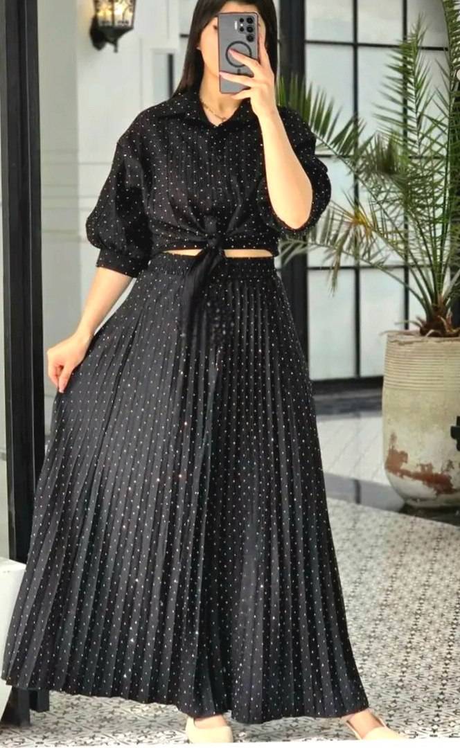 دامن کلوش نگین دار مجلسی 🎀🥰 کد 244 شیک و مد
