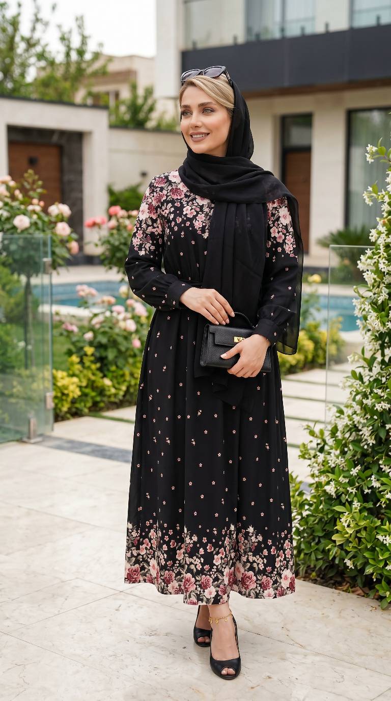 پیراهن یقه چین گلشن  بوگاتی اعلا  تکرنگ مشکی 🎀 🎀 کد ۱۸۳۰۴ دلتا