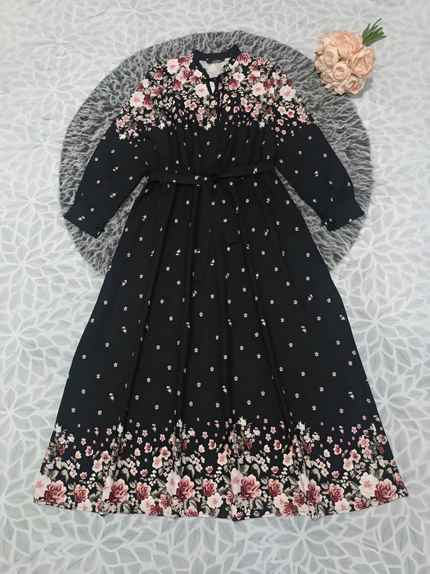 پیراهن یقه چین گلشن بوگاتی اعلا تکرنگ مشکی 🎀 🎀 کد ۱۸۳۰۴ دلتا