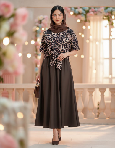 شومیز گره ای دامن پلنگی زیبا و شیک تنخور فوق العاده جذاب تکرنگ 🎀 🎀 الیزه