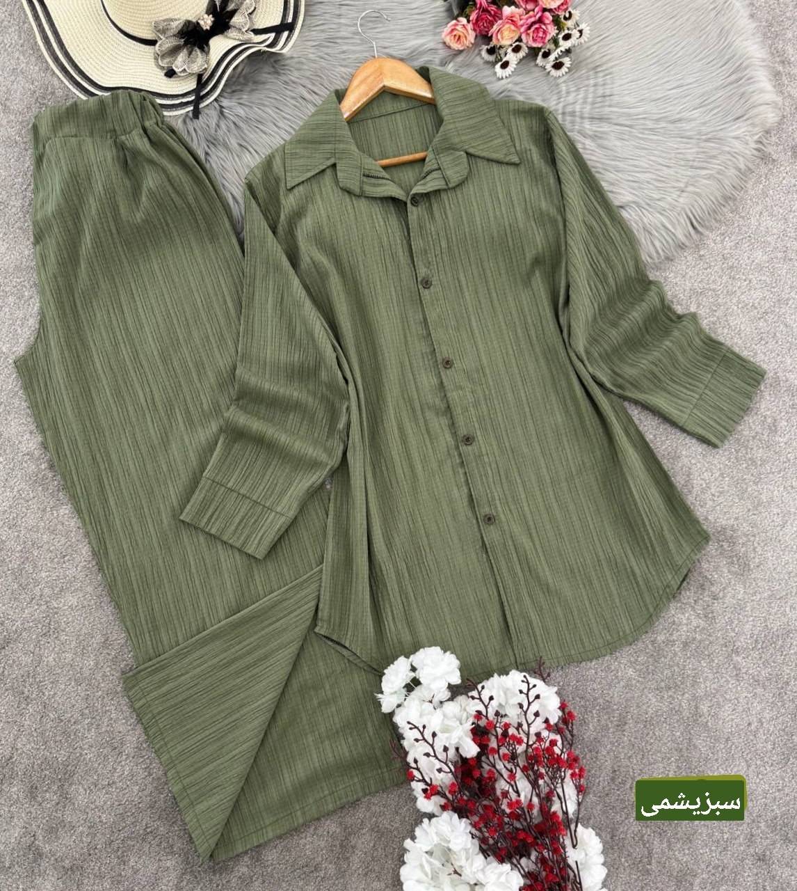ست مانتو و شلوار کراش در رنگ بندی کد18372 والیا