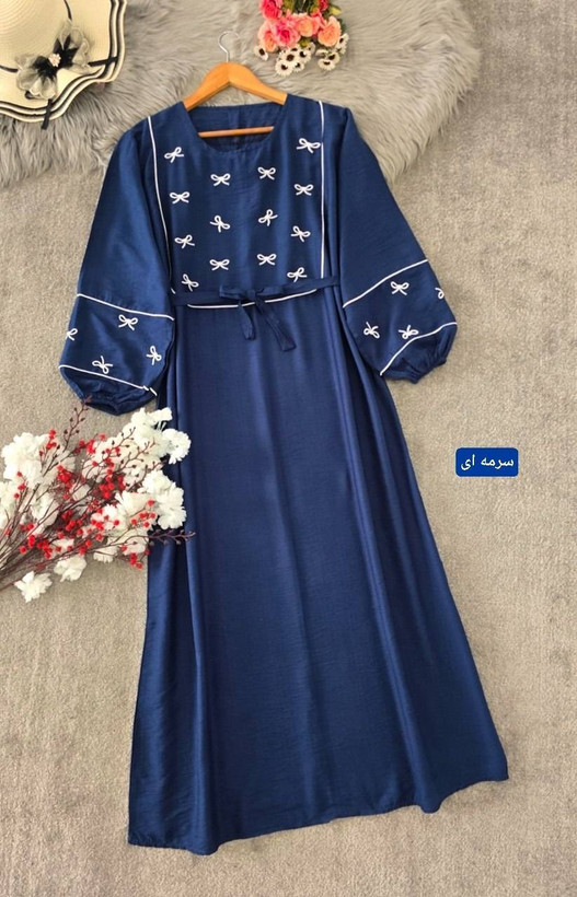 کفتان بلند گلدوزی پاپیون بابوس اعلا در رنگ بندی کد 6855 والیا
