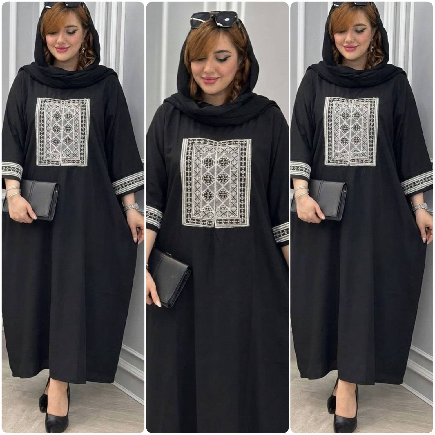 عبایی داکرون خرجکار سوزن دوزی شده شیما کد 19380 الیشکا